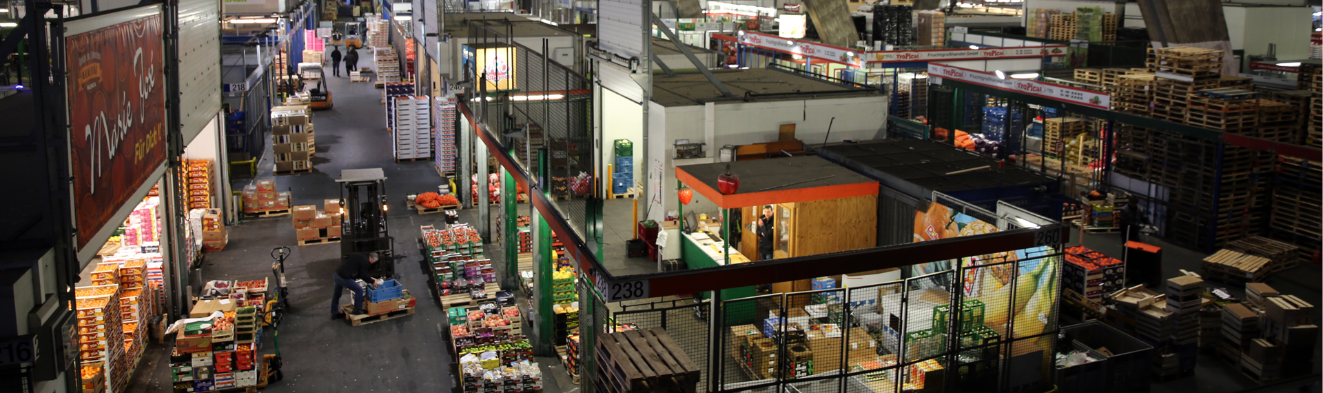 Ein Blick von oben in die Großmarkthalle.