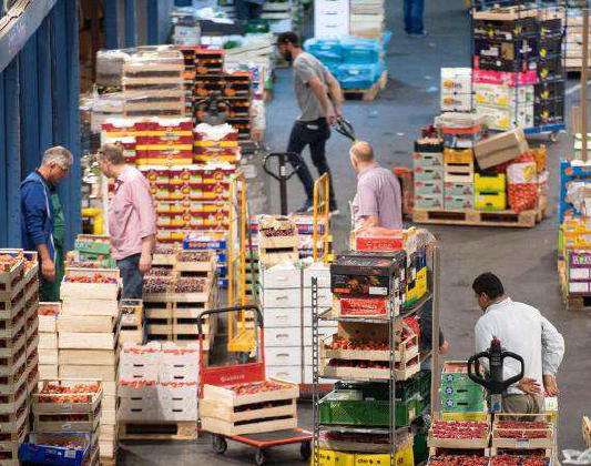 Ware in einem Gang in der Großmarkthalle