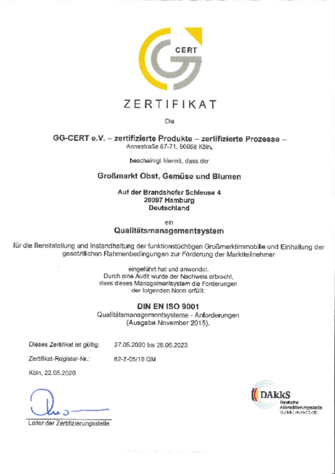Certificate DIN EN ISO 9001